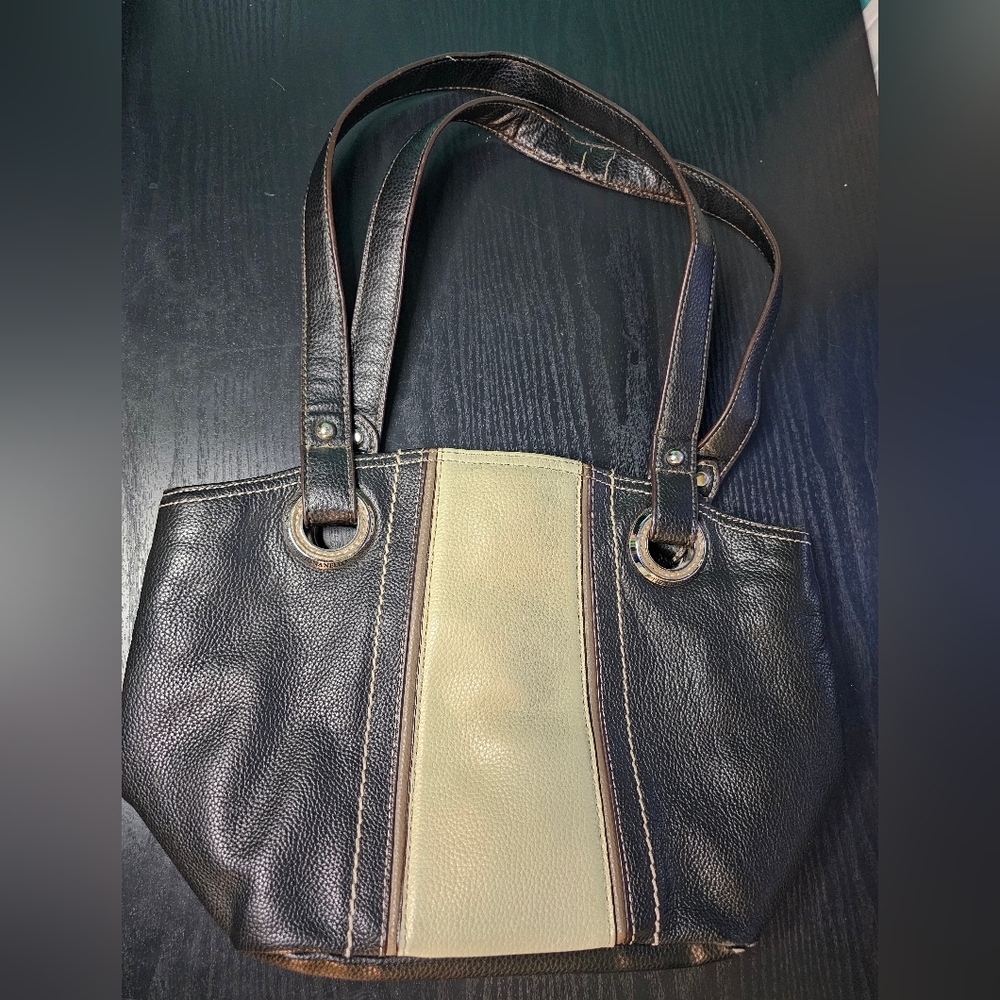 Tignanello Black and Cream Two-Toned Purse